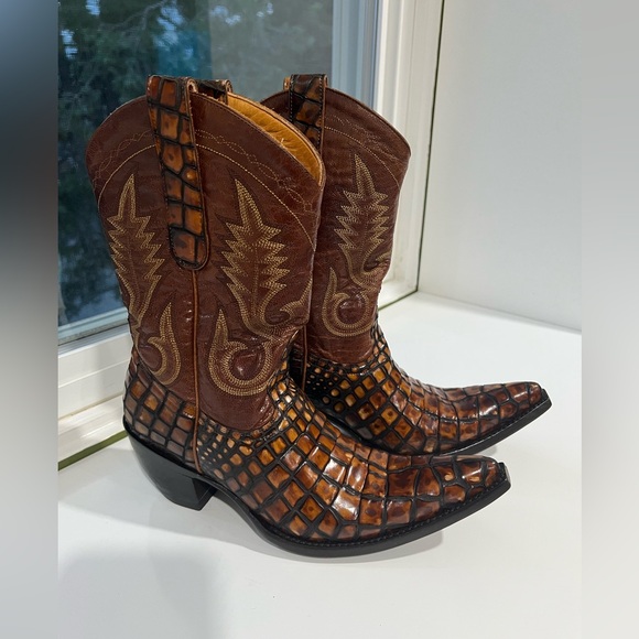 Old Gringo Aladin Brown and Tan Cowboy Boots 7 fits 6.5 - Picture 2 of 12
